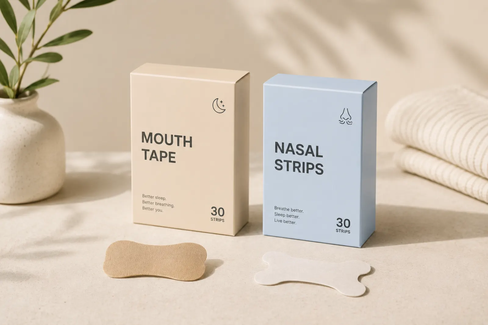 Mouth tape and nasal strip boxes